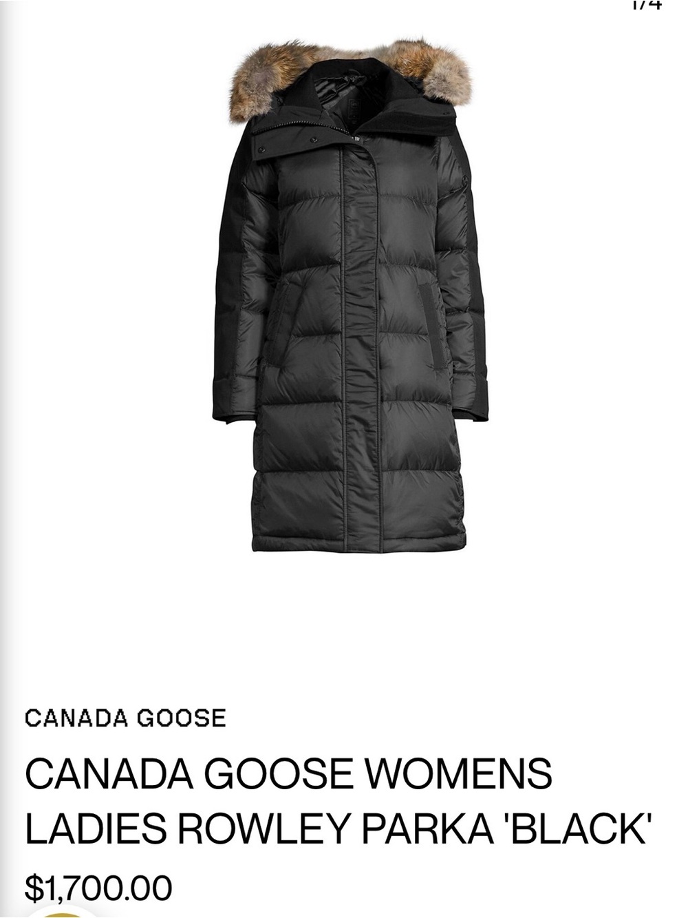 Canada Goose Women’s Rowley Parka Black Label code 3208LB-Dry Cleaning Done
